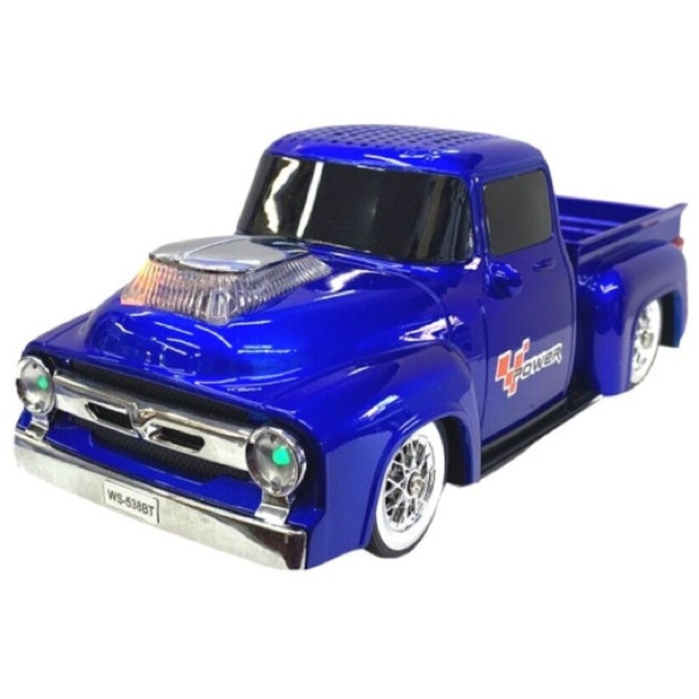 Hot Rod Pickup Truck Bluetooth Wireless Speaker with LED Lights - Blue